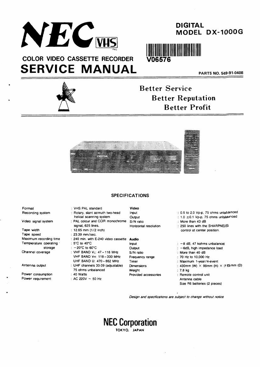 Nec DX 1000 G Service Manual
