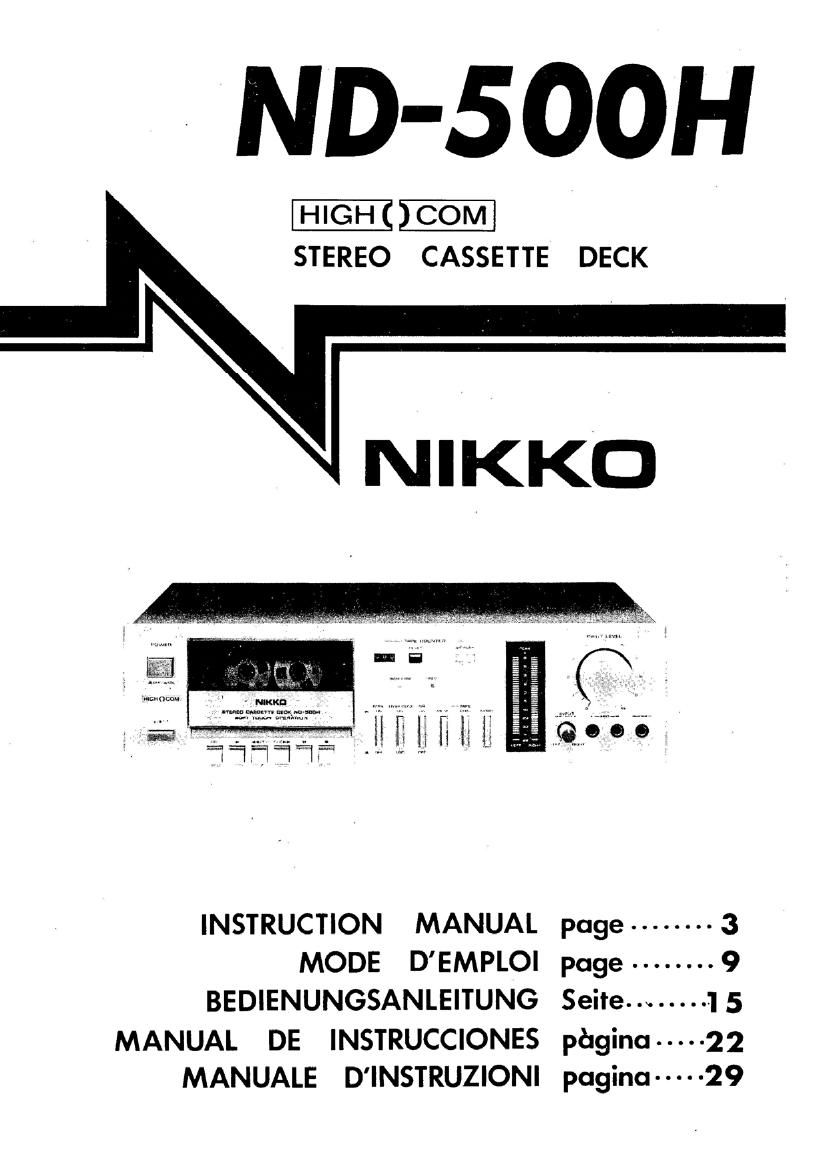 Nikko ND 500H Owners Manual