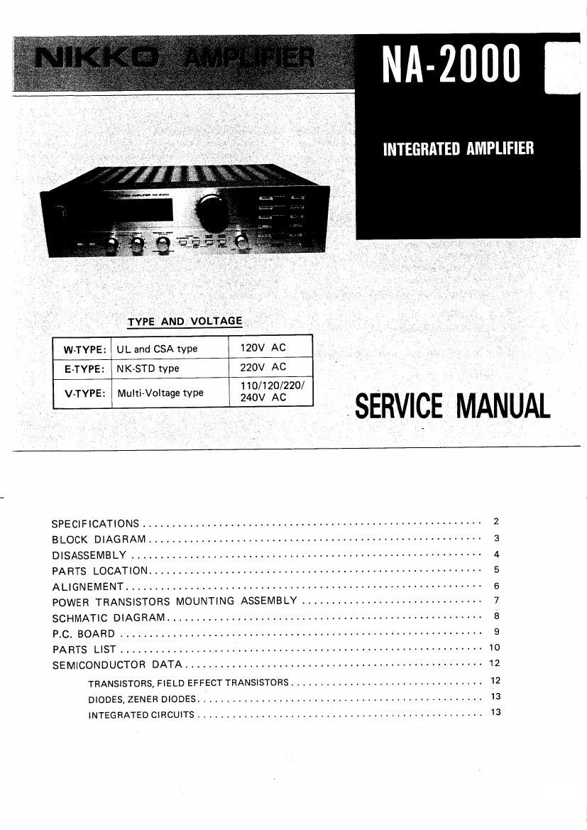 Nikko NA 2000 Service Manual
