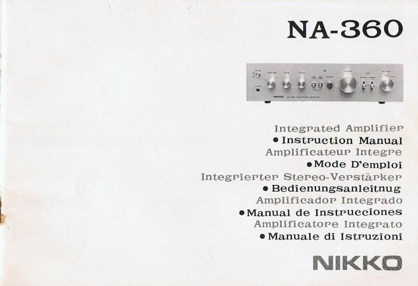 Nikko NA 360 Owners Manual