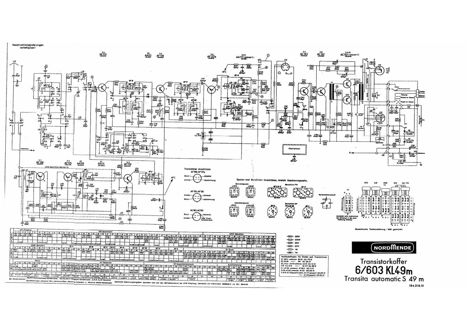 Nordmende 6 603 KL 49 M Schematic