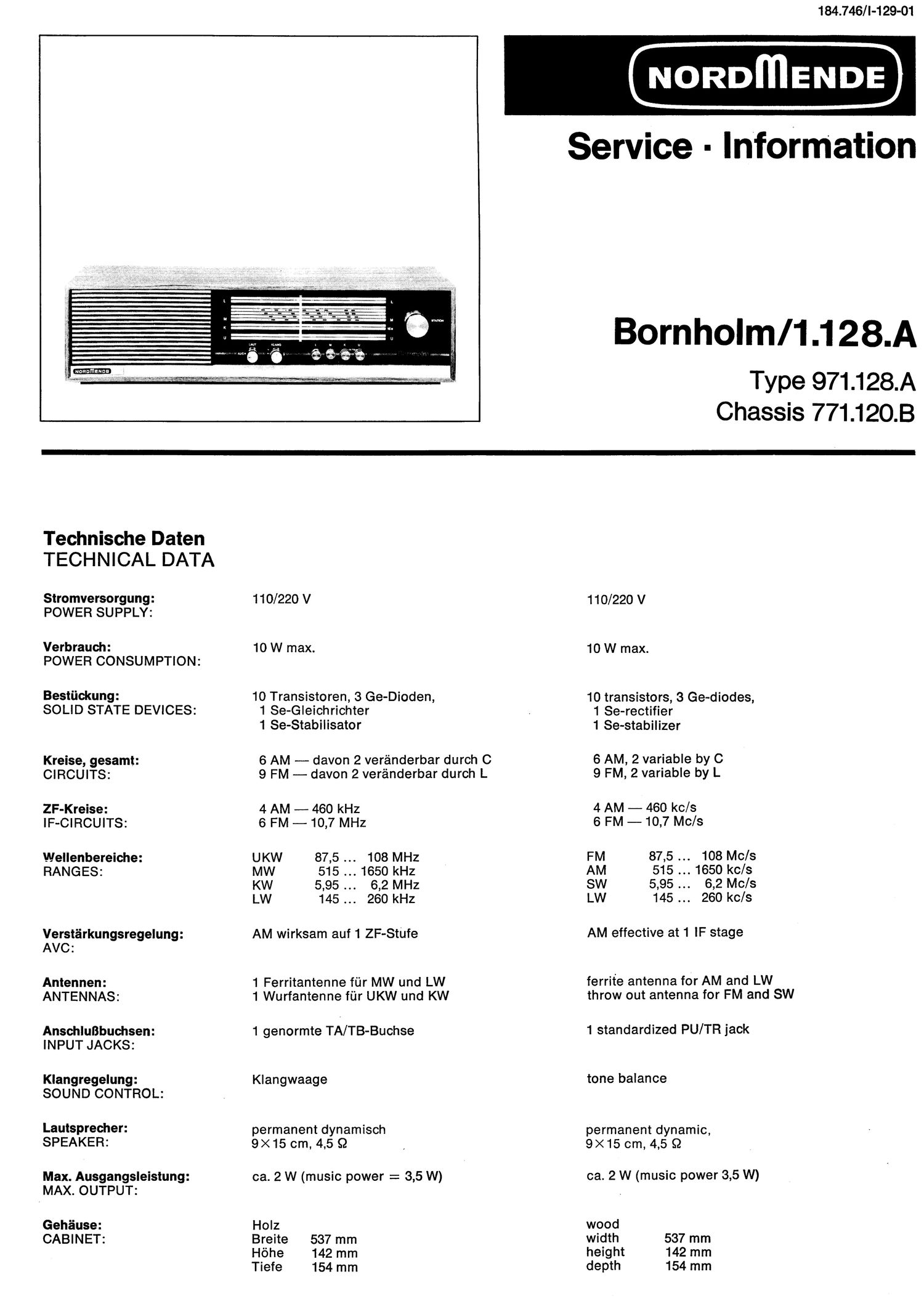 Nordmende Bornholm 1 128 A Schematic