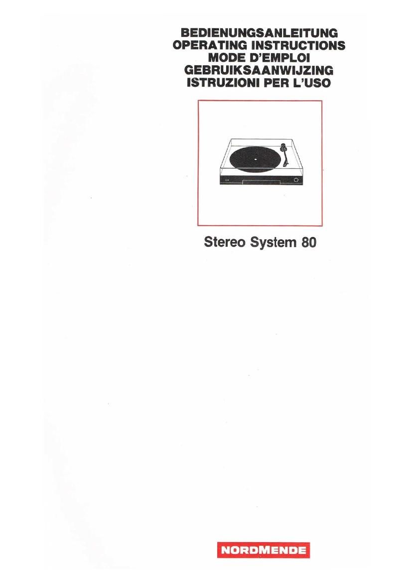 Nordmende StereoSystem 80 Owners Manual