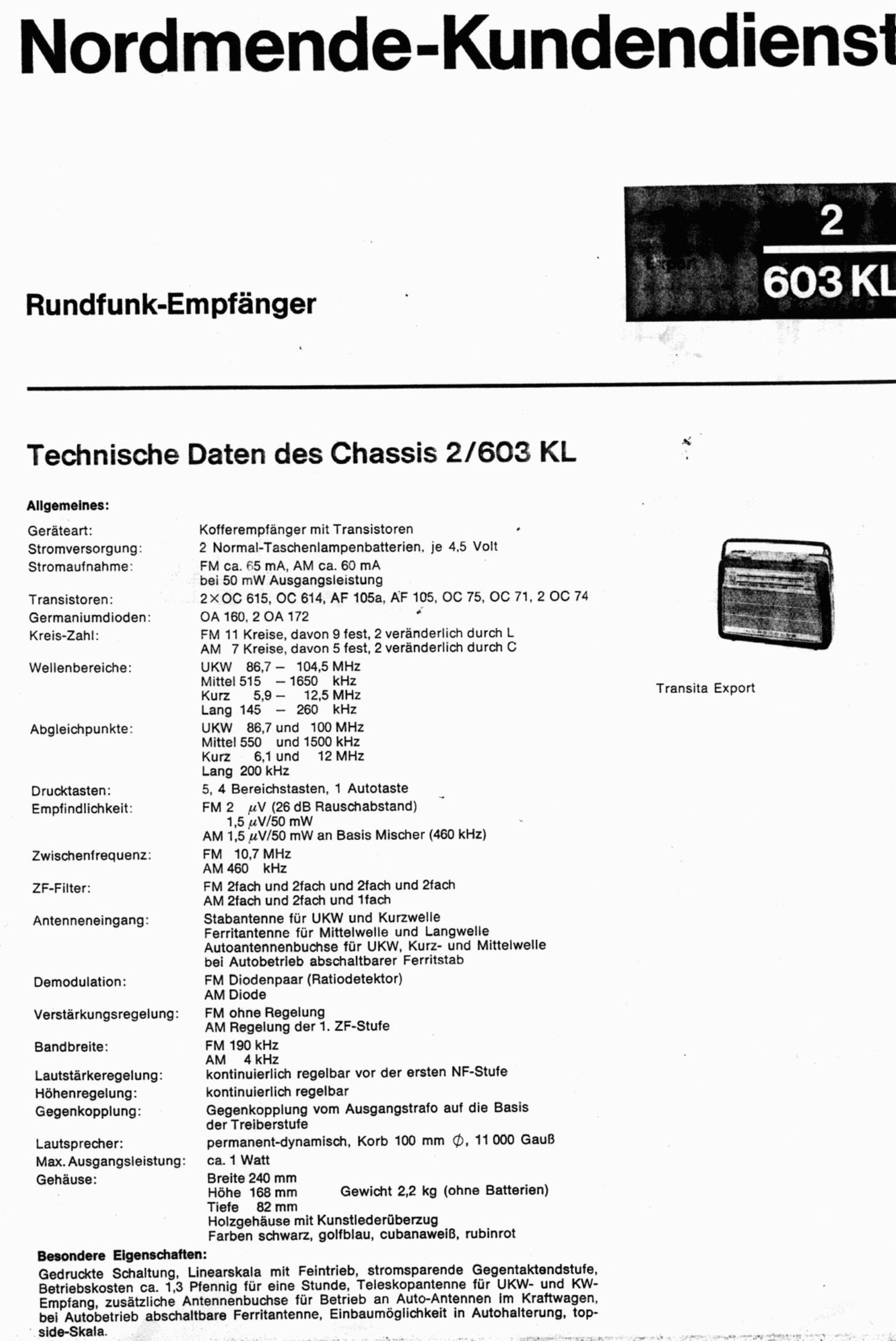 nordmende transita 2 603kl