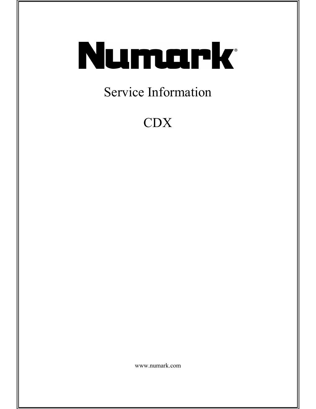 numark cdx service manual