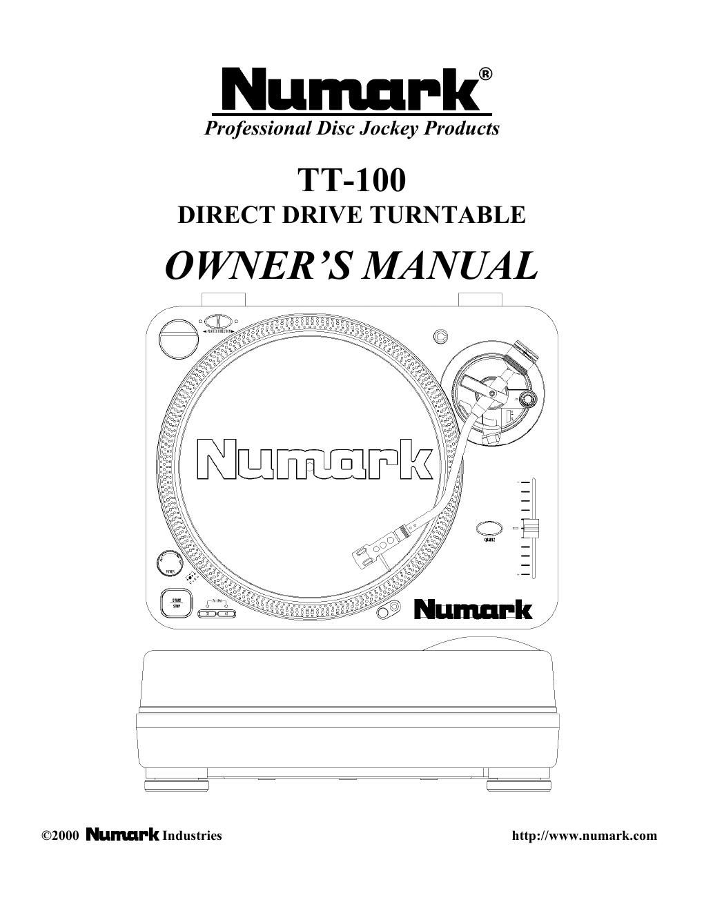 numark tt 100 owners manual