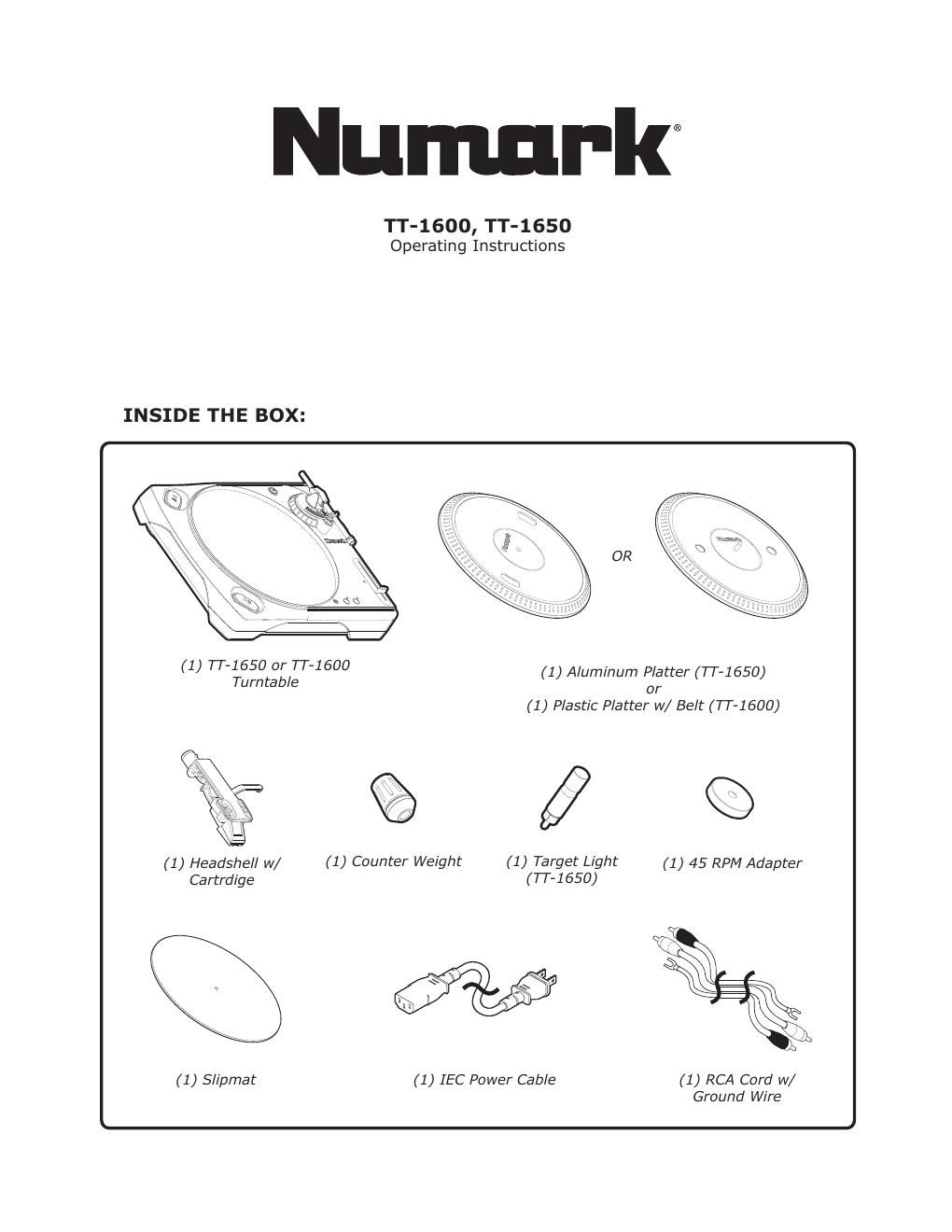 numark tt 1600 owners manual