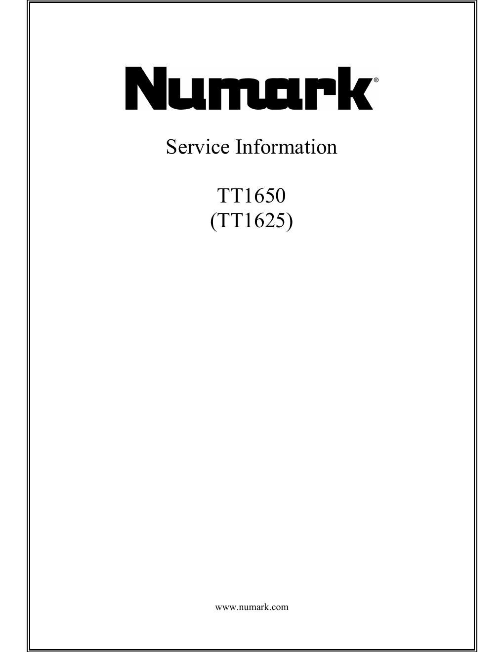 numark tt 1625 1650 schematics