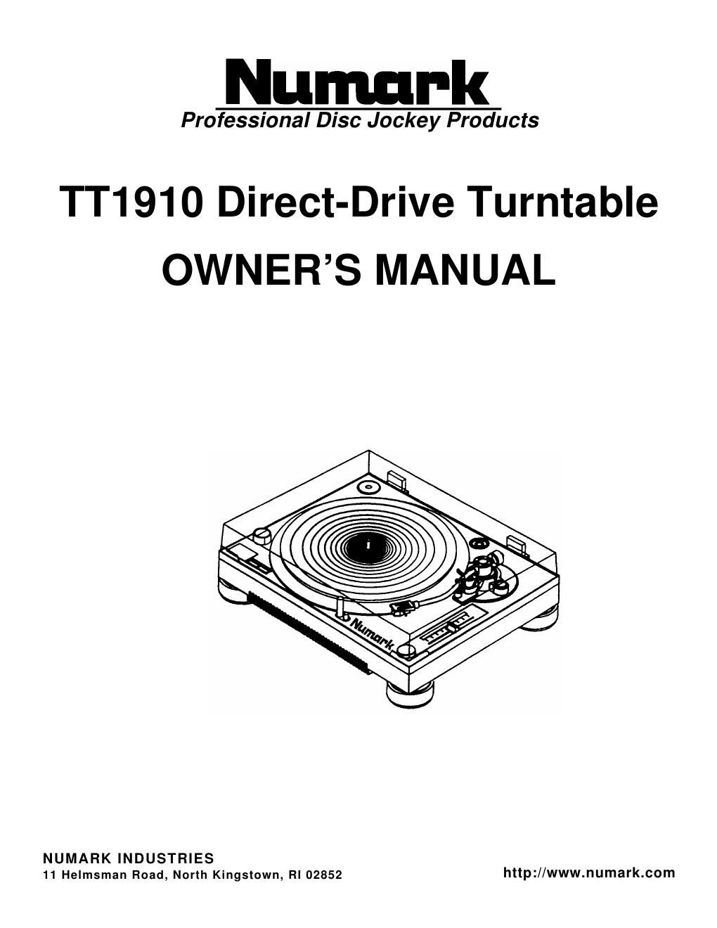 numark tt 1910 owners manual