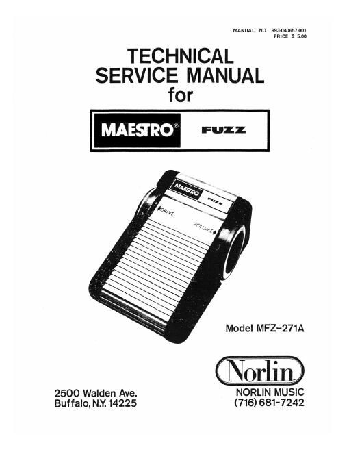 norlin maestro fuzz 271a service manual