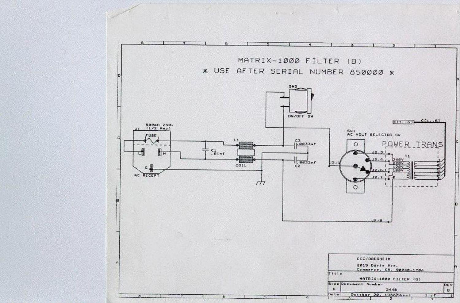 oberheim matrix 1000 schematics