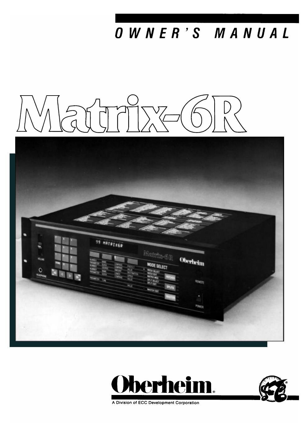 oberheim matrix 6r owner manual