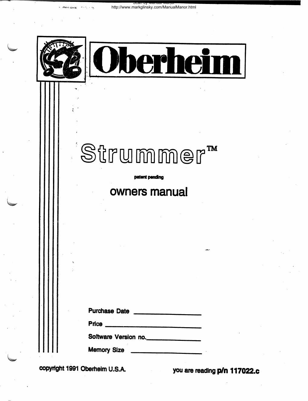 oberheim strummer user manual