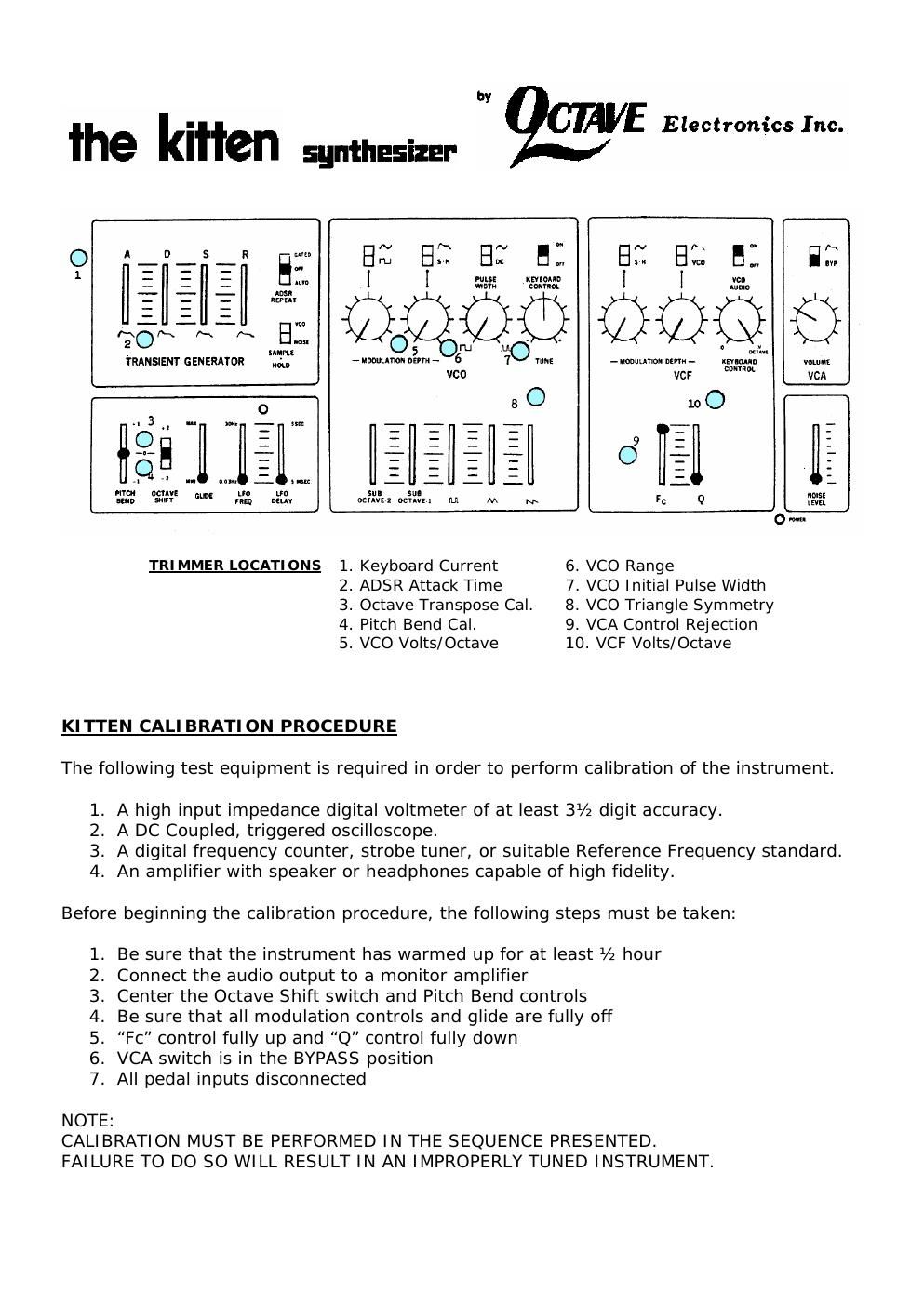 octave kitten calibration procedure