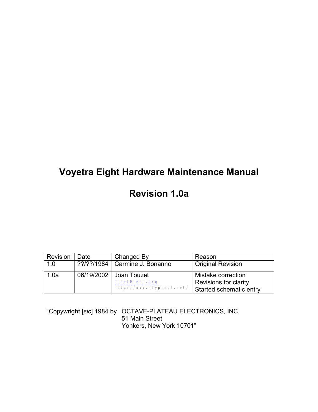 octave voyetra 8 maintenance manual