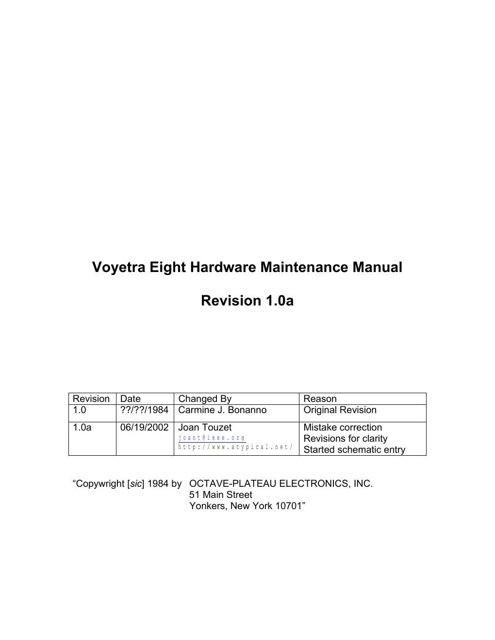 octave voyetra 8 maintenance manual