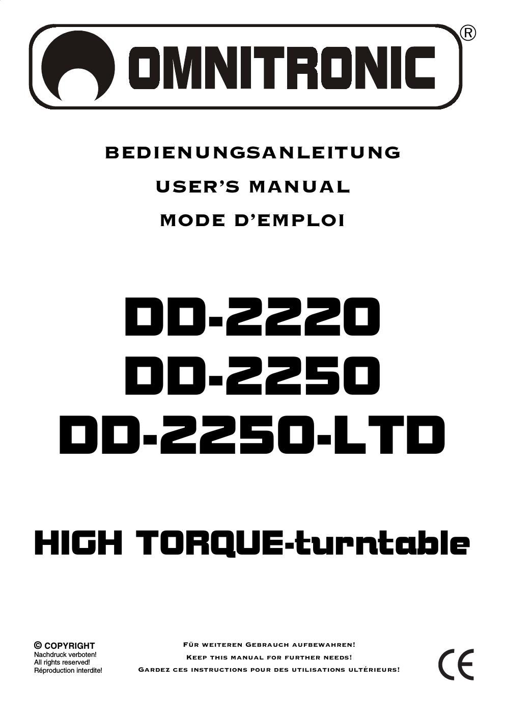 omnitronic dd 2250 ltd owners manual