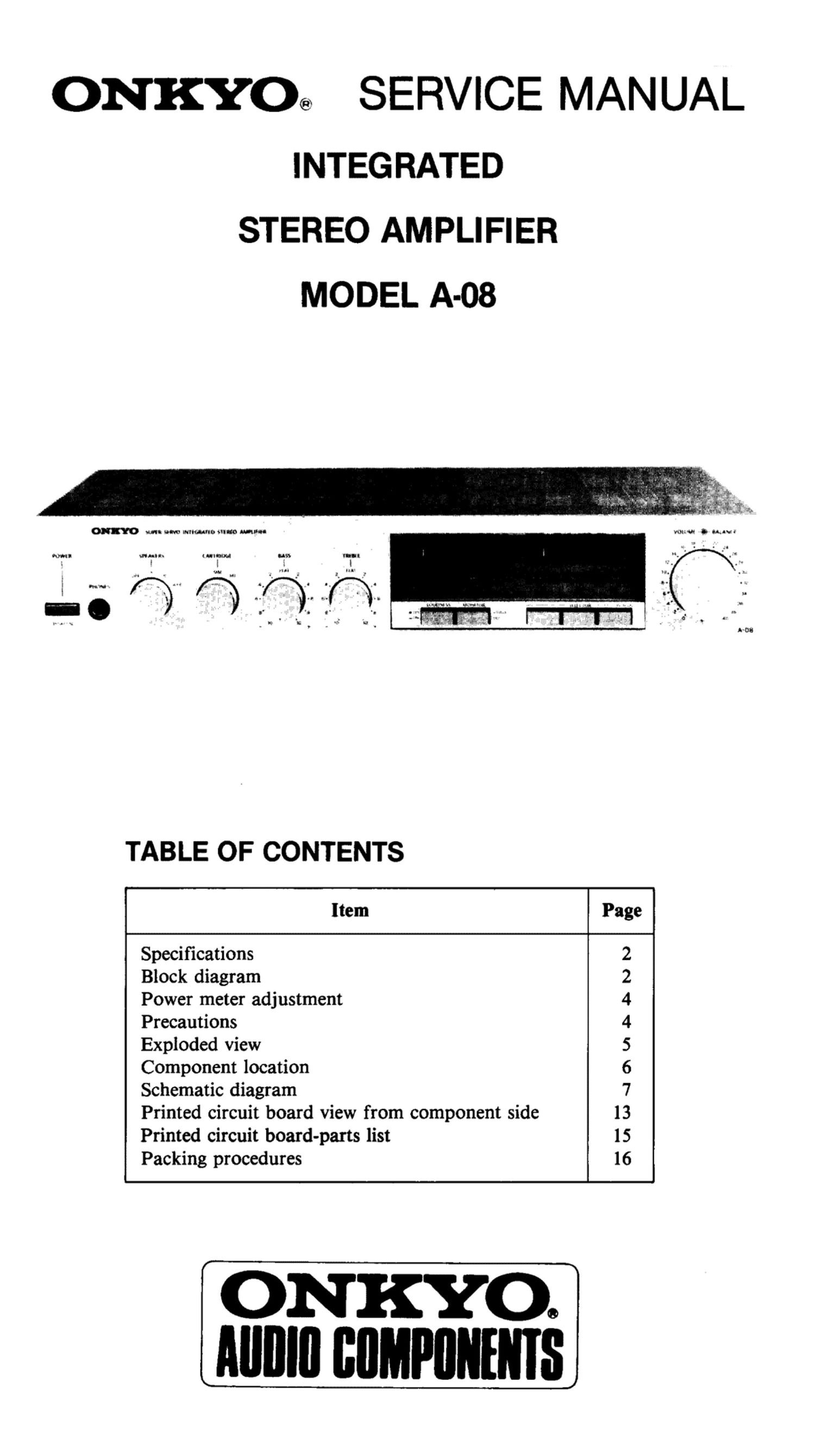 Onkyo A 08 Service Manual