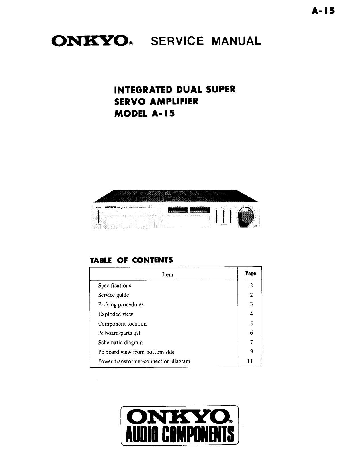 Onkyo A 15 Service Manual