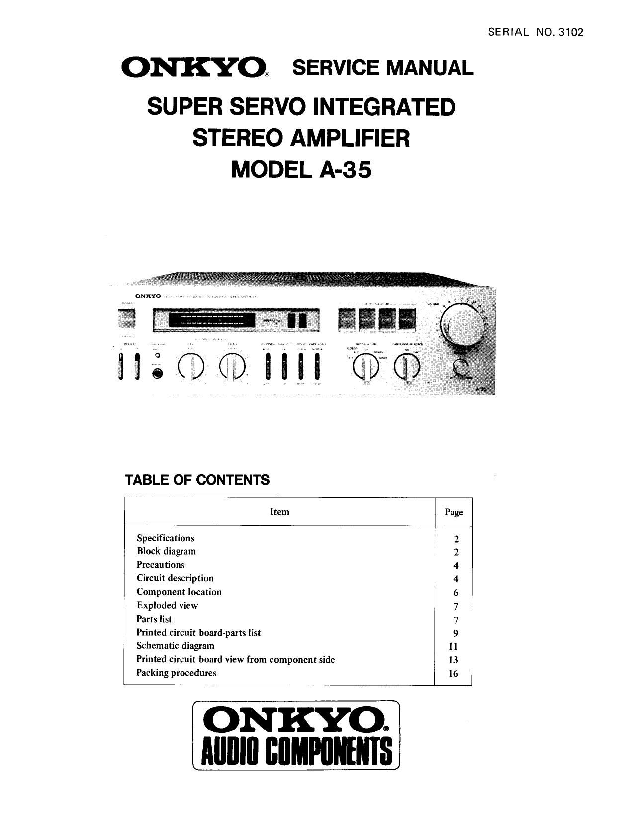 Onkyo A 35 Service Manual