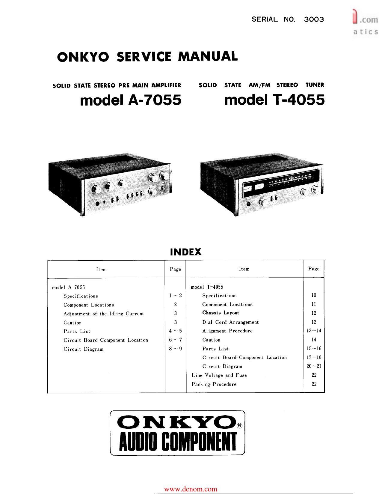 Onkyo A 4055 Service Manual