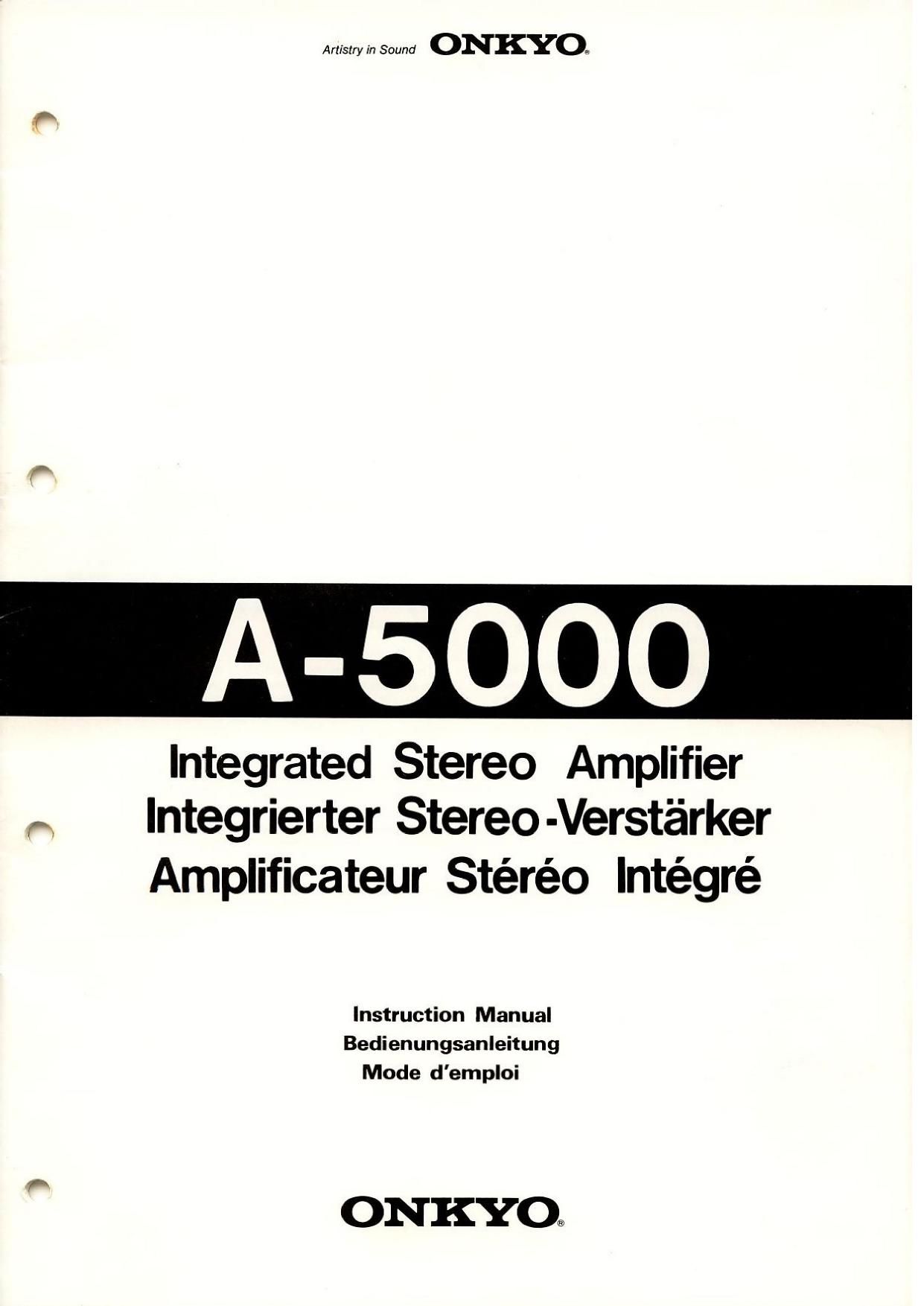 Onkyo A 5000 Owners Manual