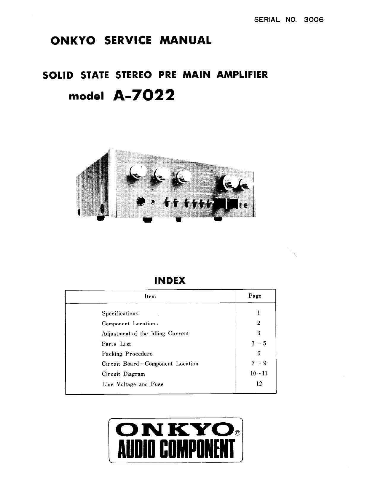Onkyo A 7022 Service Manual