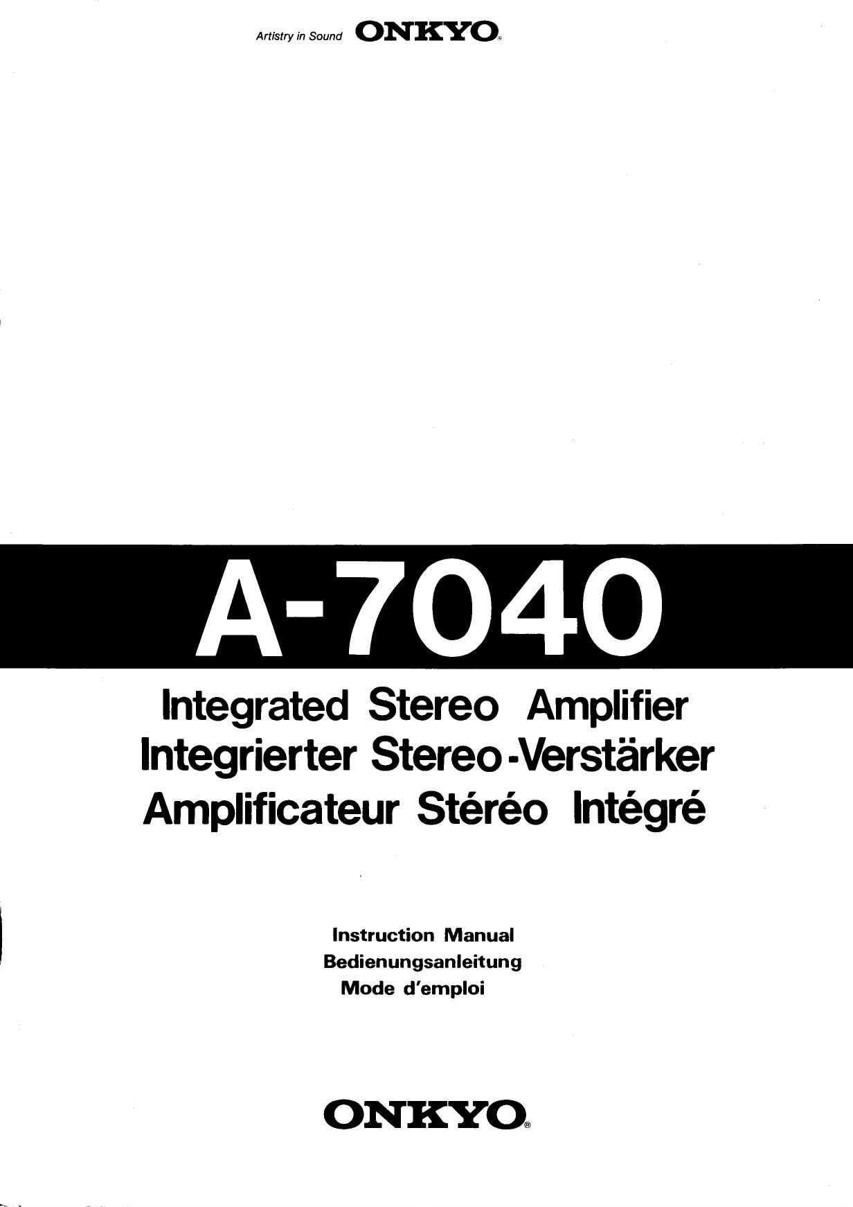 Onkyo A 7040 Owners Manual