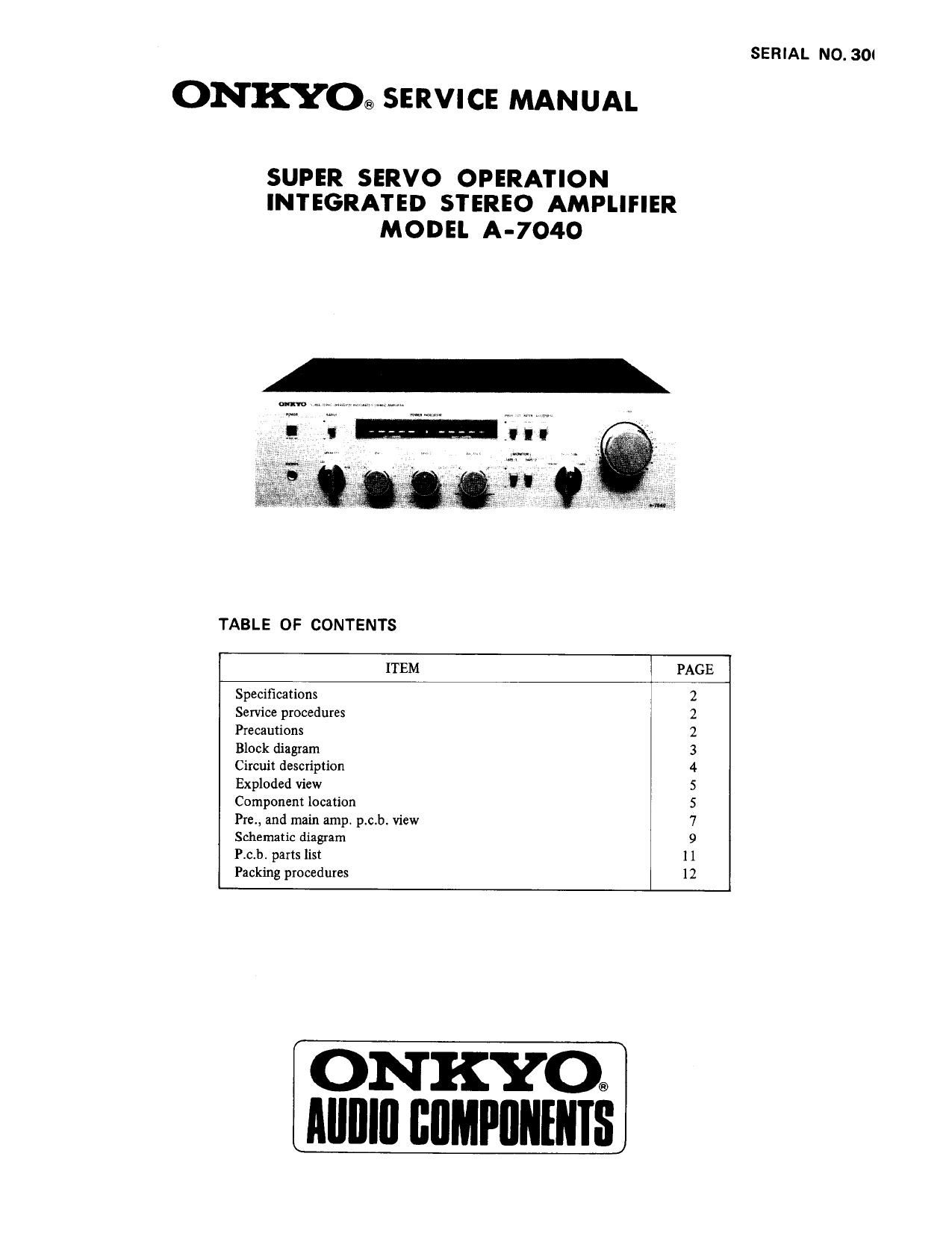 Onkyo A 7040 Service Manual