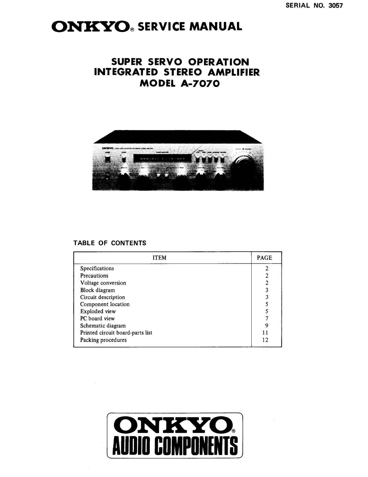 Onkyo A 7070 Service Manual
