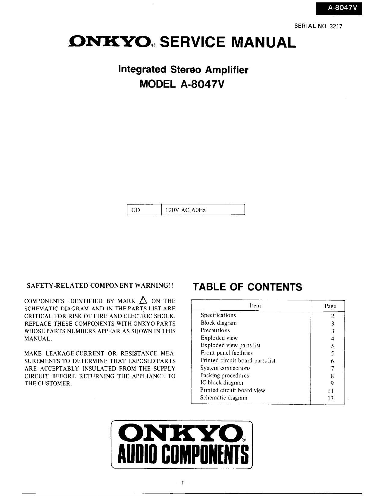 Onkyo A 8047 Service Manual