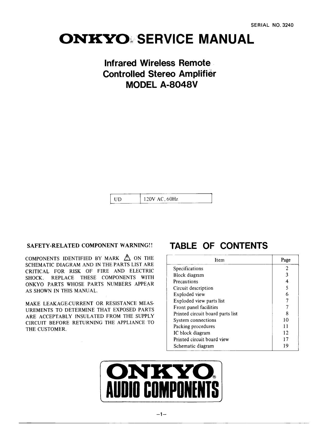 Onkyo A 8048 V Service Manual