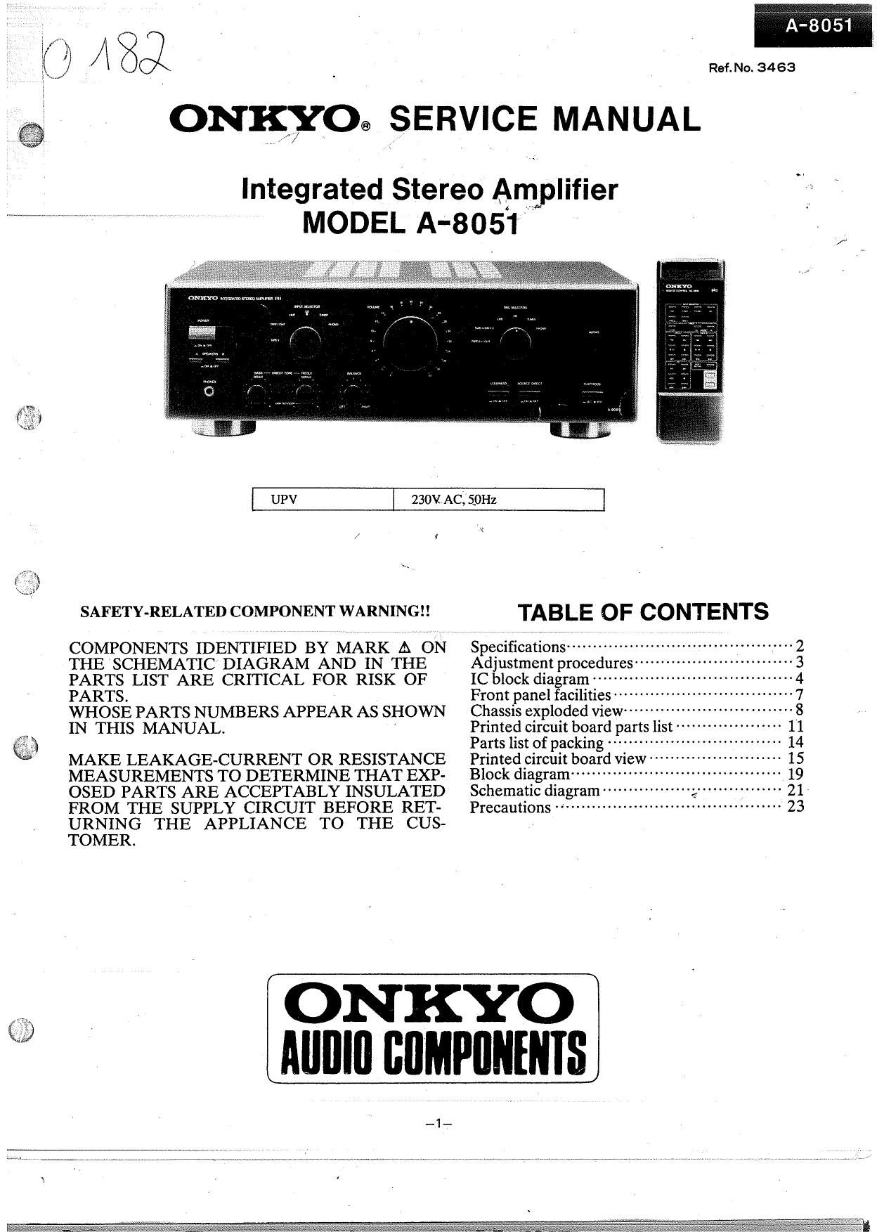 Onkyo A 8051 Service Manual