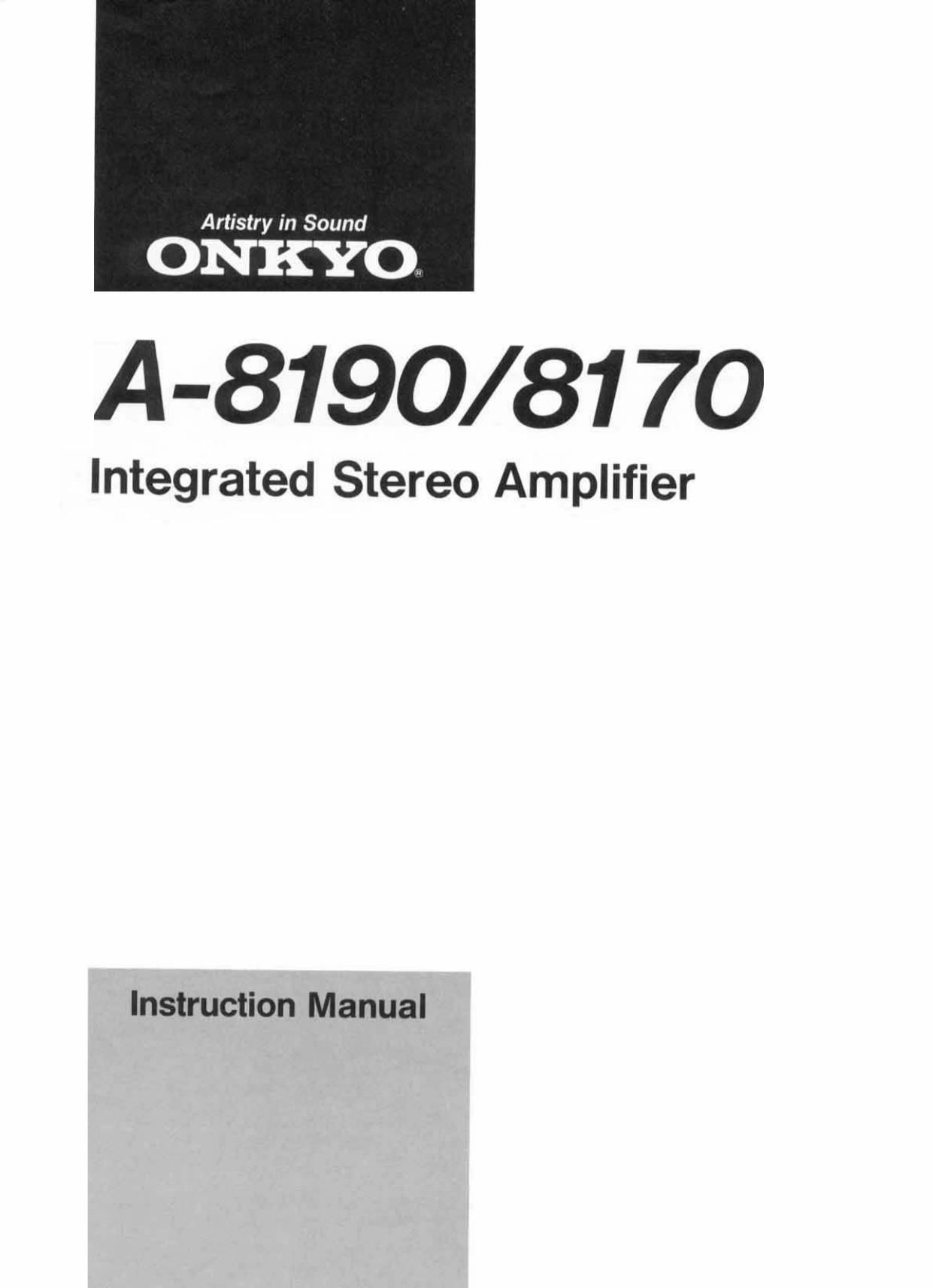 Onkyo A 8170 Owners Manual