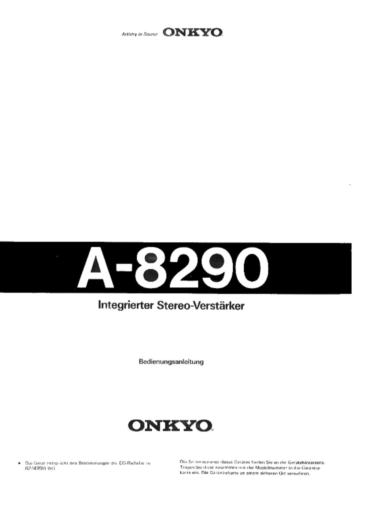 Onkyo A 8290 Owners Manual