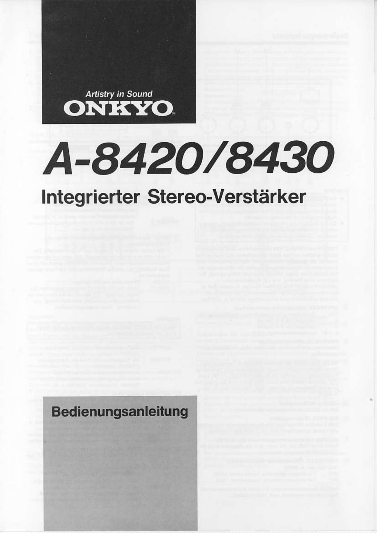 Onkyo A 8420 Owners Manual