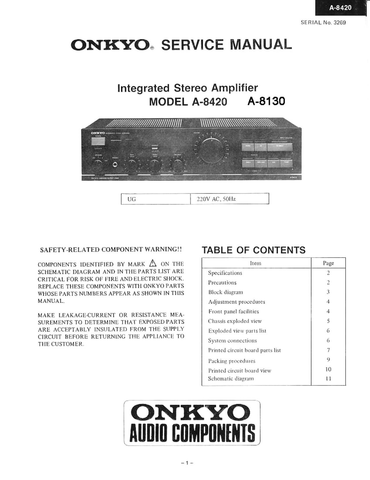 Onkyo A 8420 Service Manual