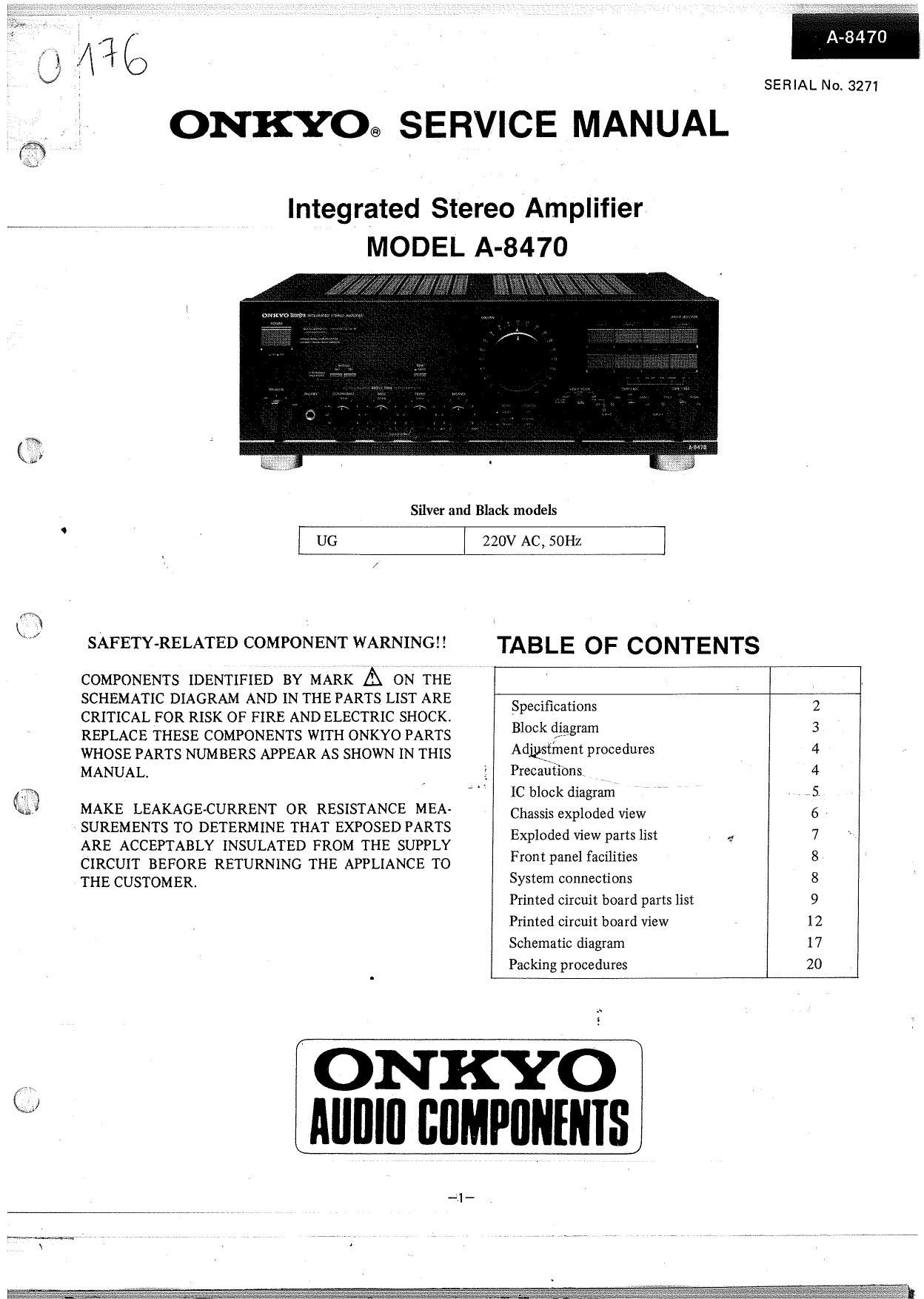 Onkyo A 8470 Service Manual
