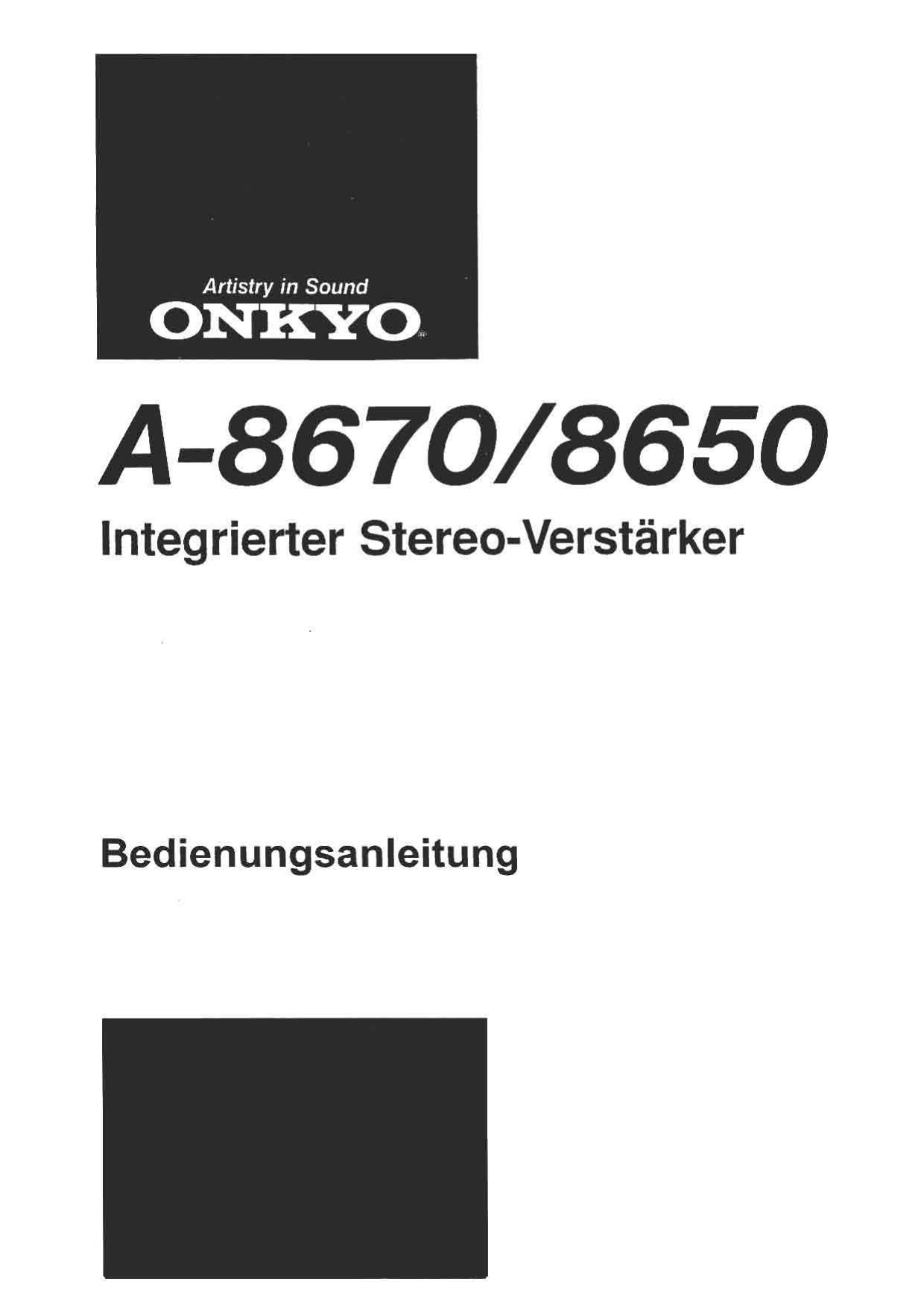 Onkyo A 8650 Owners Manual