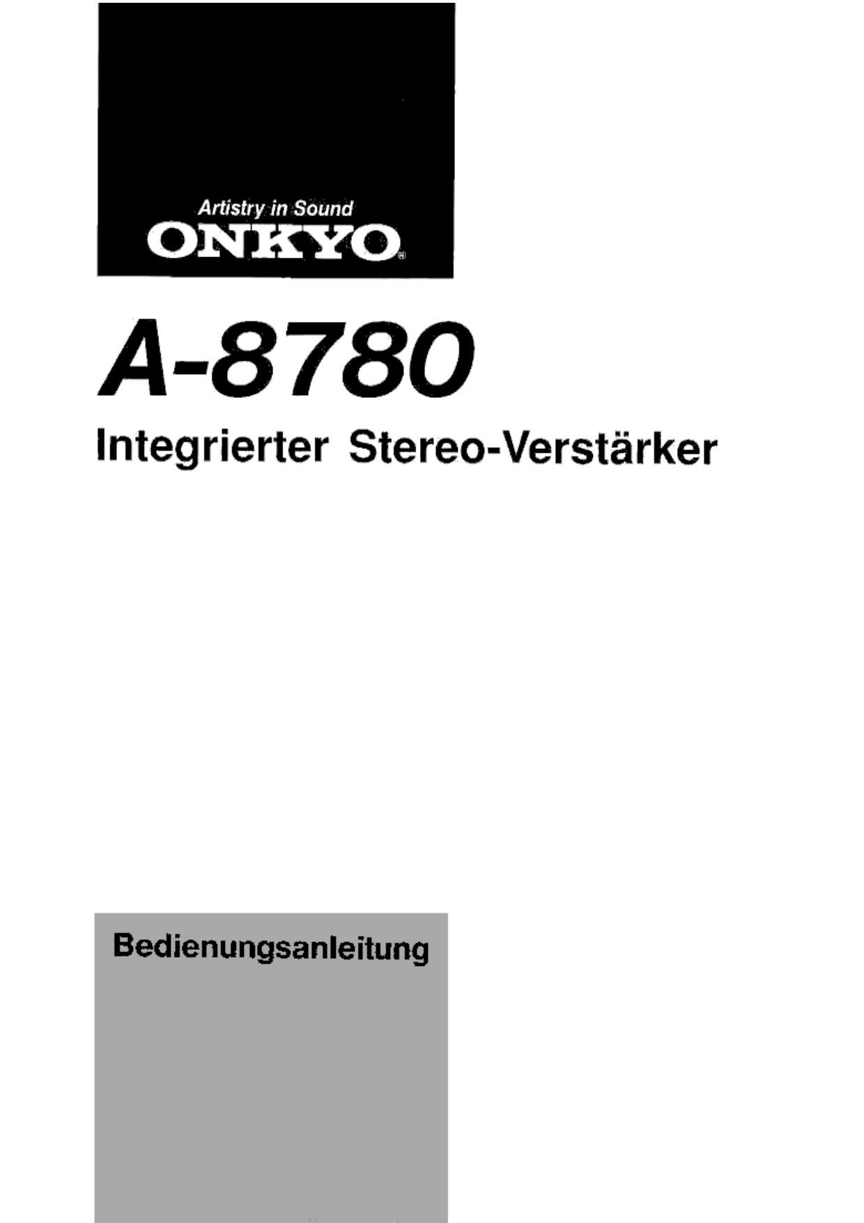 Onkyo A 8780 Owners Manual