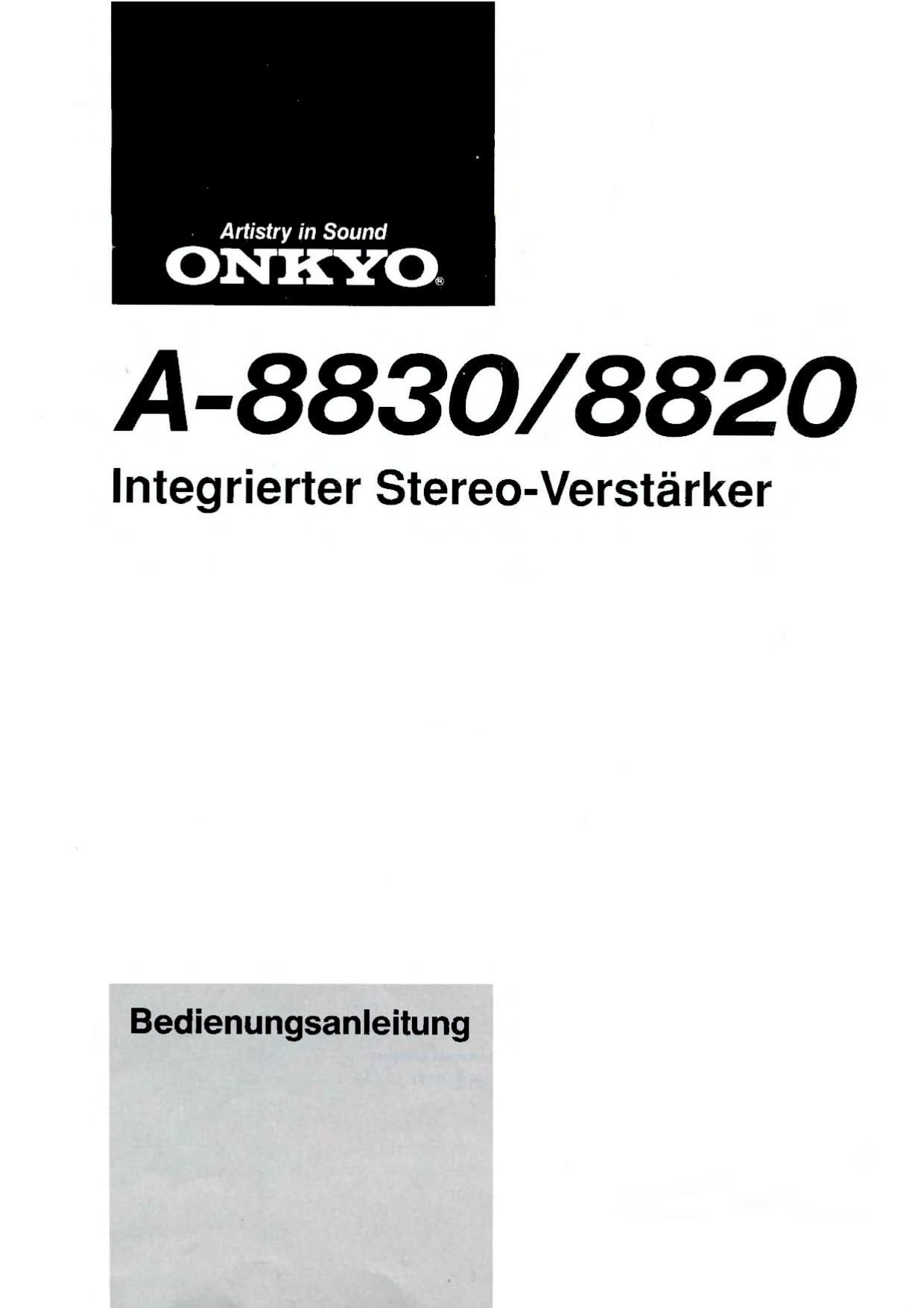 Onkyo A 8820 Owners Manual