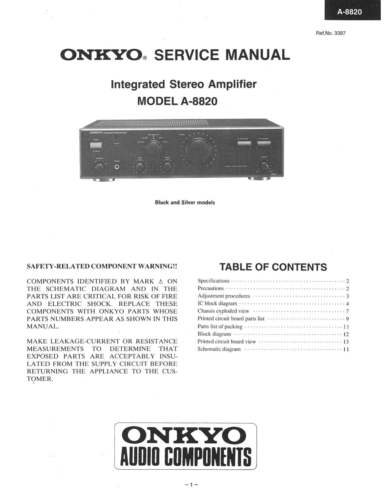Onkyo A 8820 Service Manual