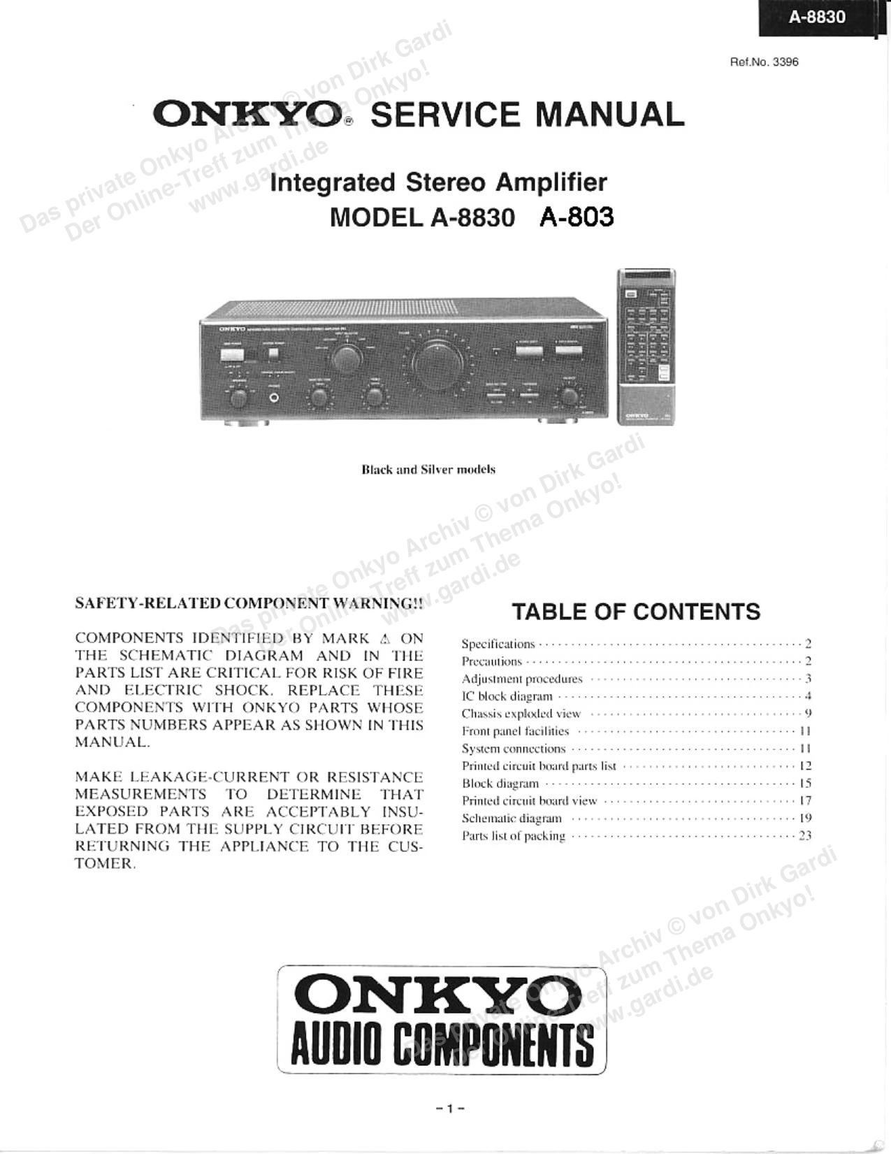 Onkyo A 8830 Service Manual