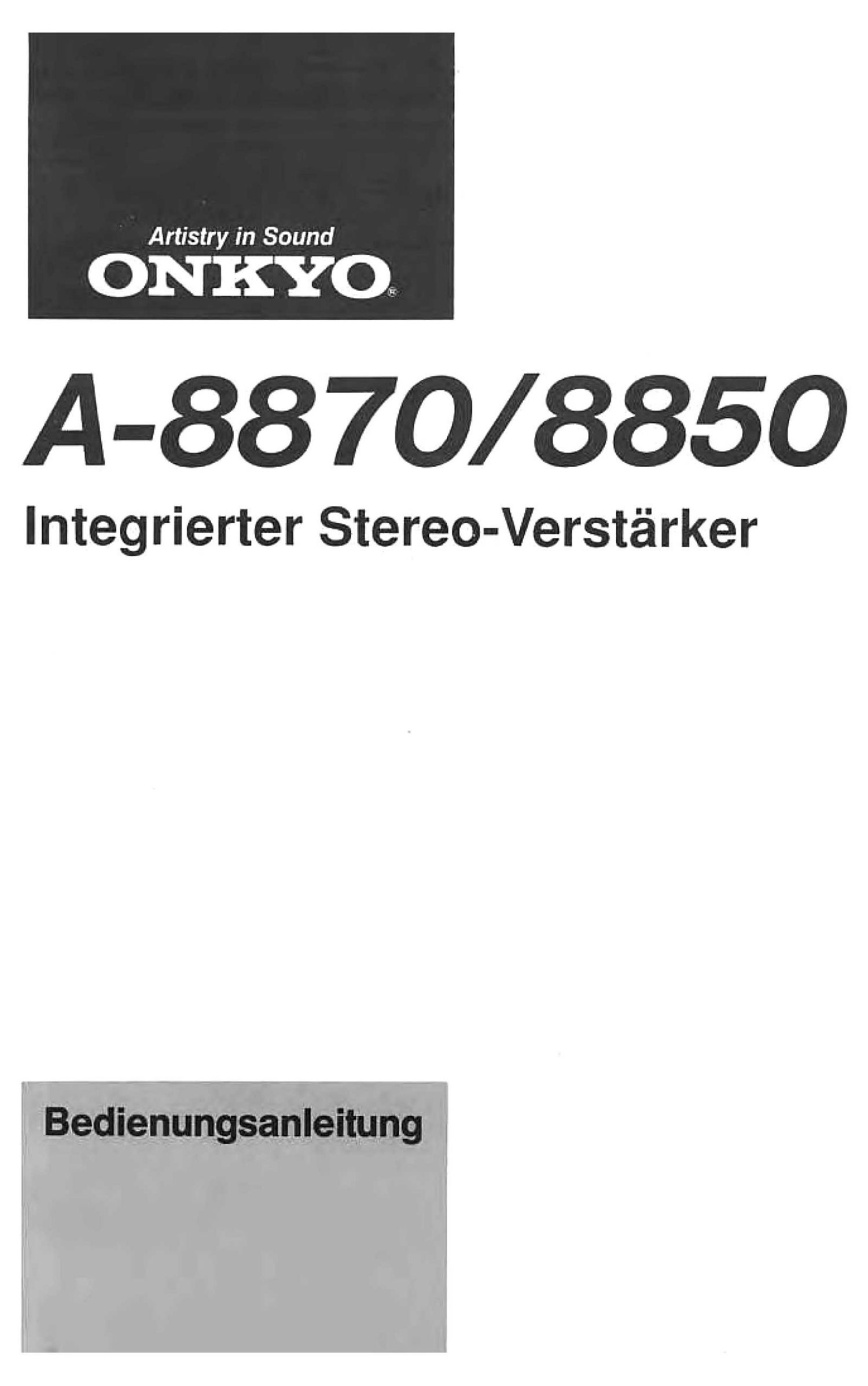 Onkyo A 8850 Owners Manual