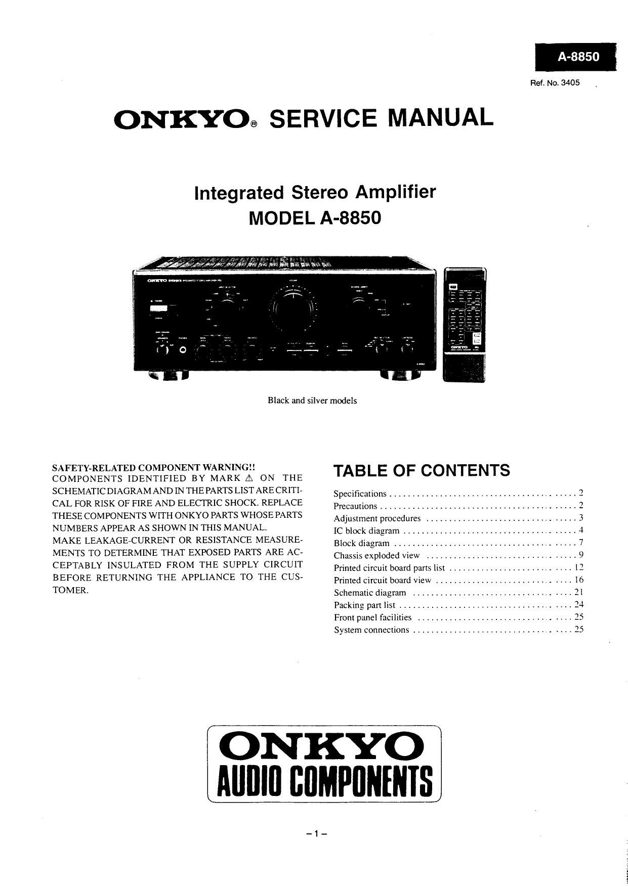 Onkyo A 8850 Service Manual