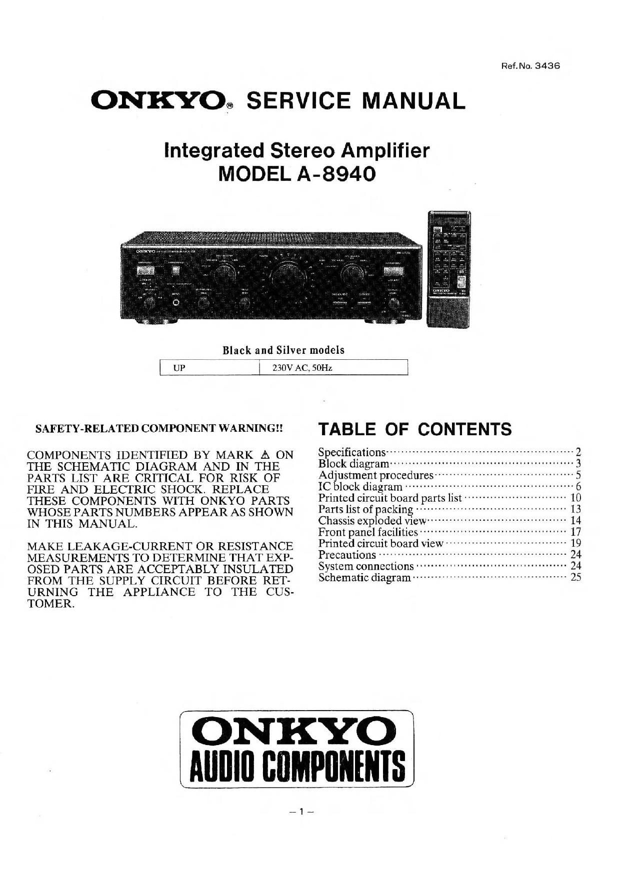 Onkyo A 8940 Service Manual