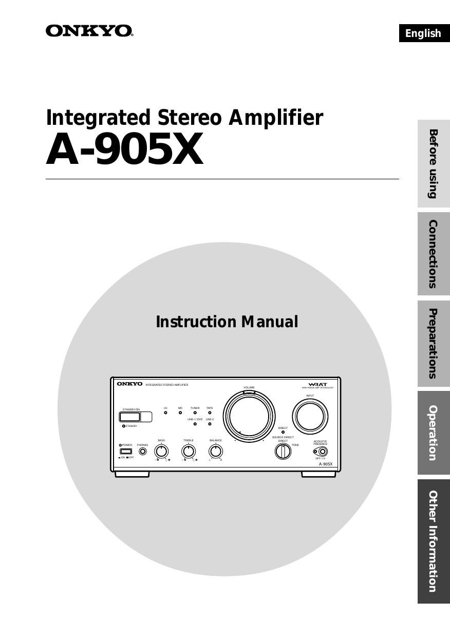 Onkyo A 905 X Owners Manual