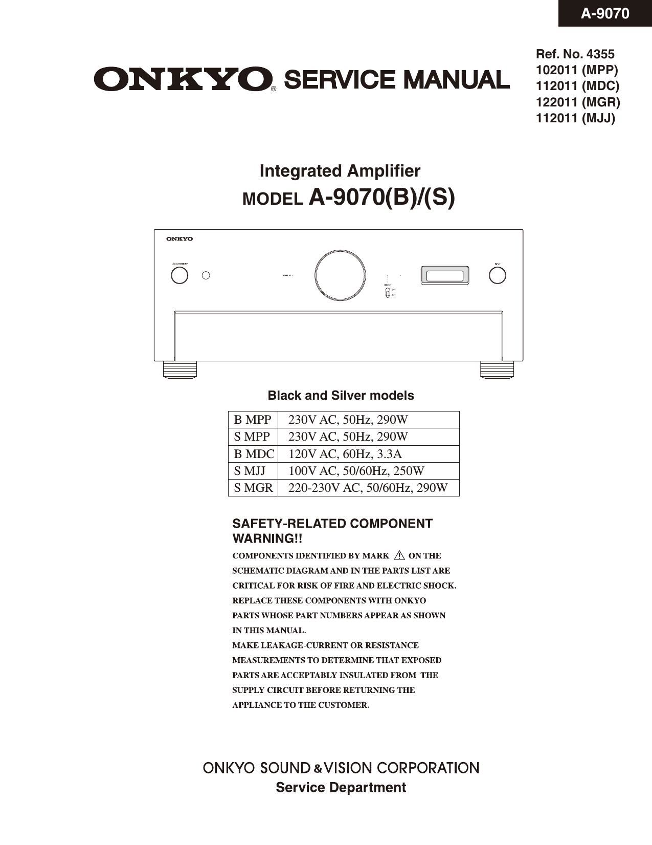 Onkyo A 9070 Service Manual