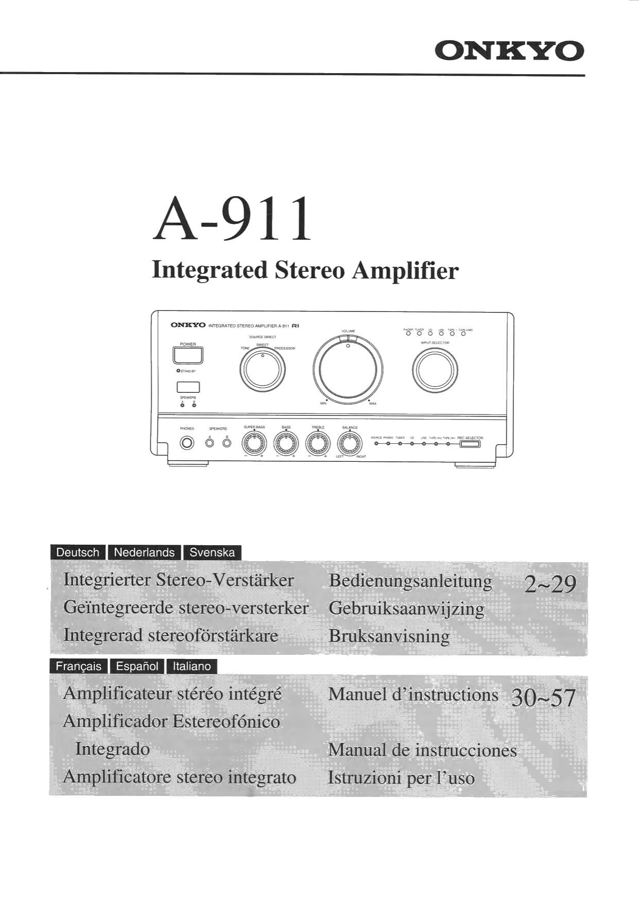 Onkyo A 911 Owners Manual
