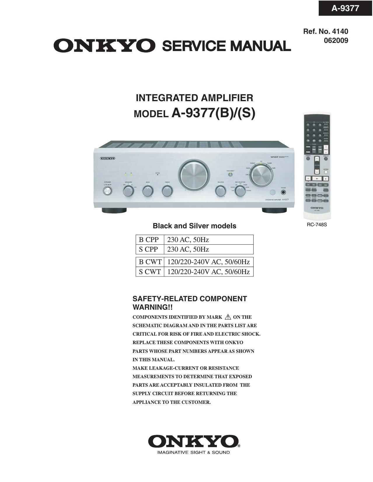 Onkyo A 9377 Service Manual